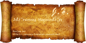 Jánossy Hasszán névjegykártya